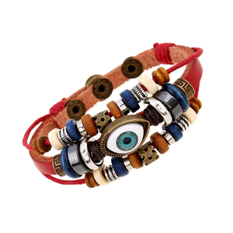 Стили Mix ID браслеты для браслет из коровьей кожи с бисером глаза и женские кожаные браслеты женские браслеты ювелирные изделия - Окраска металла: N