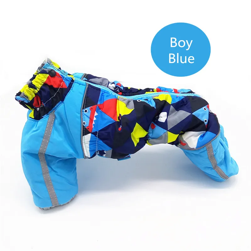 Комбинезоны для собак, зимняя одежда для собак, светоотражающие Мягкие флисовые мягкие пальто для маленьких собак, одежда для чихуахуа, йоркца, полный живот - Цвет: blue for boy dog
