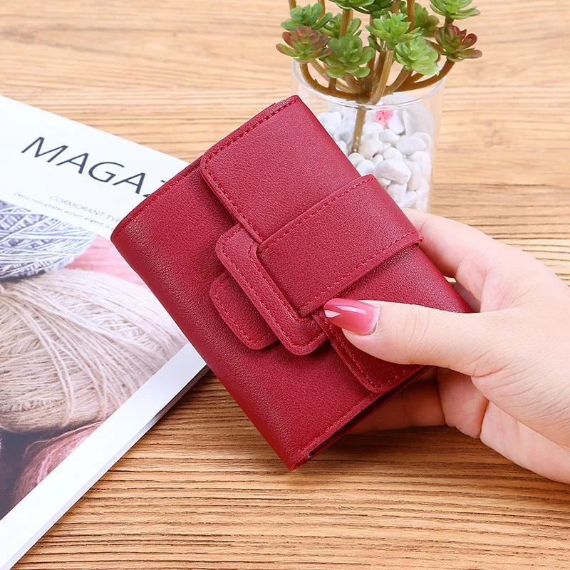 

Female New Korean Version of The Solid Color Pu Tri-fold Women's Wallet 5 Card & 2 Pockets & 1 Banknotes Large Capacity Wallet