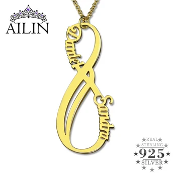 

AILIN Vertical infinity Name Necklace Gold Color Silver Vertical Nameplate Personalized Mother'e Necklace Infinity Jewelry