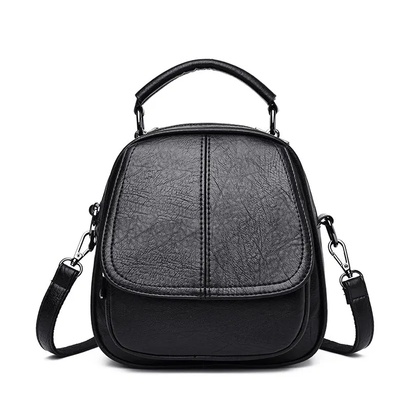 Модный женский кожаный рюкзак роскошный женский рюкзак для путешествий Mochilas женские рюкзаки для девочек школьные противоугонные сумки на плечо - Цвет: Black