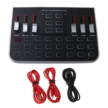 

1 Set F8 Live Sound Card English Version 6 Modes Voice Mixer Microphone Webcast Entertainment Streamer for Phone PC
