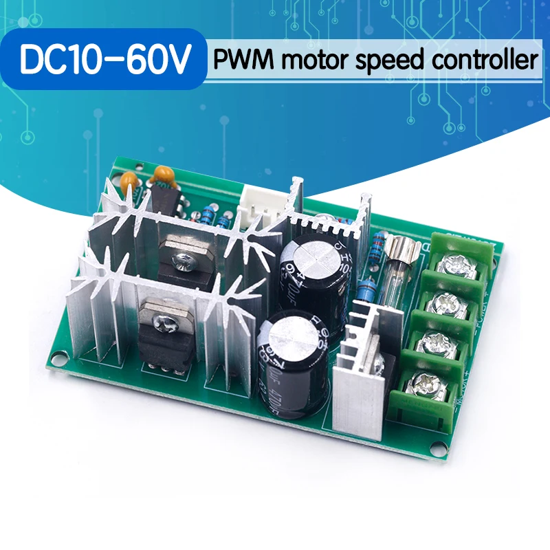 Controlador de velocidad del Motor, controlador de velocidad del Motor, interruptor de 20A, regulador de voltaje de corriente de alta potencia DC10-60V DC 10-60V, PWM, Módulo regulador