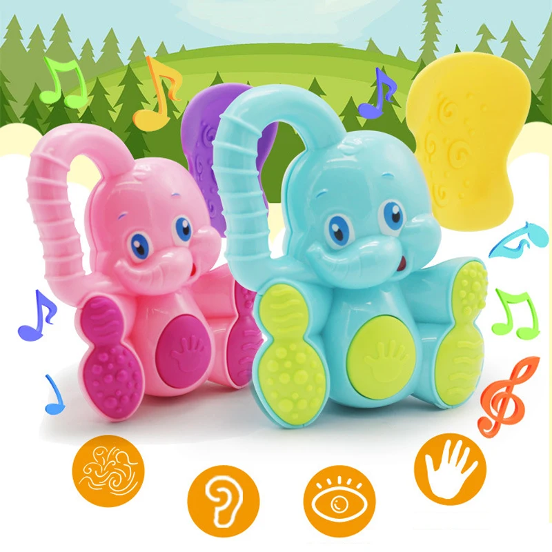 WARMOM Safe Baby Teether Toy Cartoon Animal Musical Toy Smart Early Education Children Toy Deer Elephant Shape ABS Safe Material