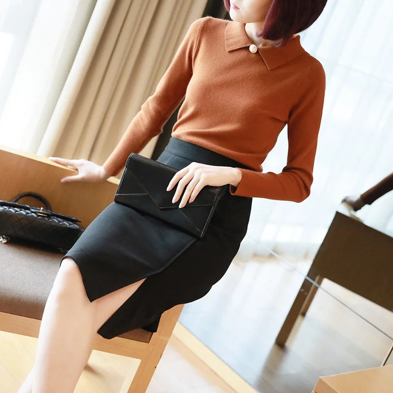 Autumn and winter doll collar bottoming loose sweater Ms. cultivating long-sleeved pullover autumn new women