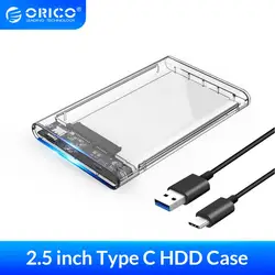 ORICO – boîtier Transparent pour disque dur SATA vers USB C, 2.5 pouces, 6Gbps, supporte le protocole UASP de 4 to, 9.5mm en dessous 
