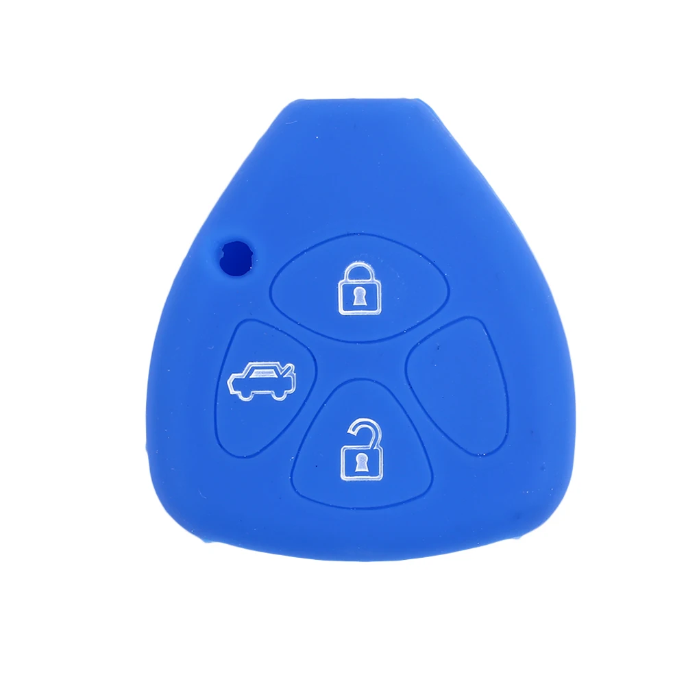 sea blue Remote Fob Cover Car Key Shell Soft Silicone Key Case Holder Automobile Foldable 3 Button Car Remote Control Case for Toyota - Цвет: sea blue