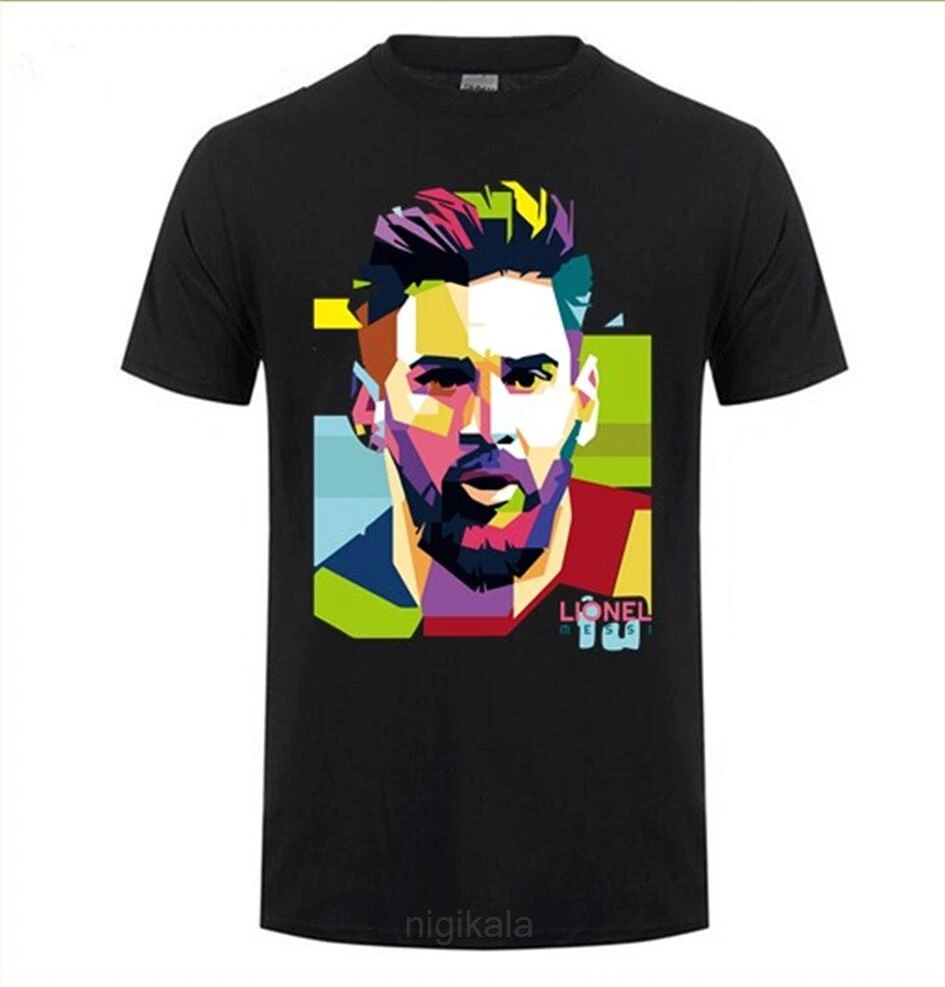 Модная футболка с принтом "Барселона", Мужская футболка с коротким рукавом, Месси 10, хлопковая футболка, топы из джерси в Аргентине, хипстерская футболка для фанатов - Цвет: Черный