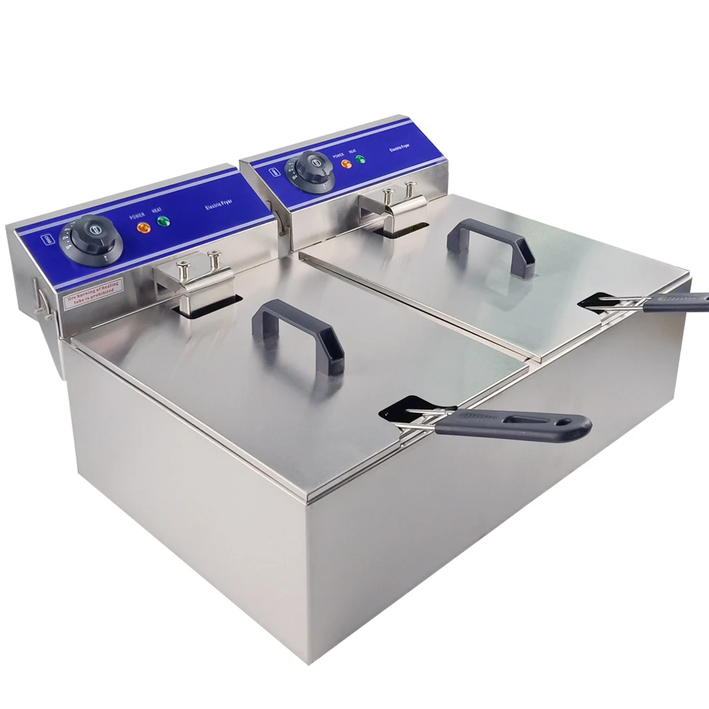 

20L Commercial Use Deep Fryer Stainless Steel Oil Fat Fried Machine Durable Frying Griddle for French Fries Chicken