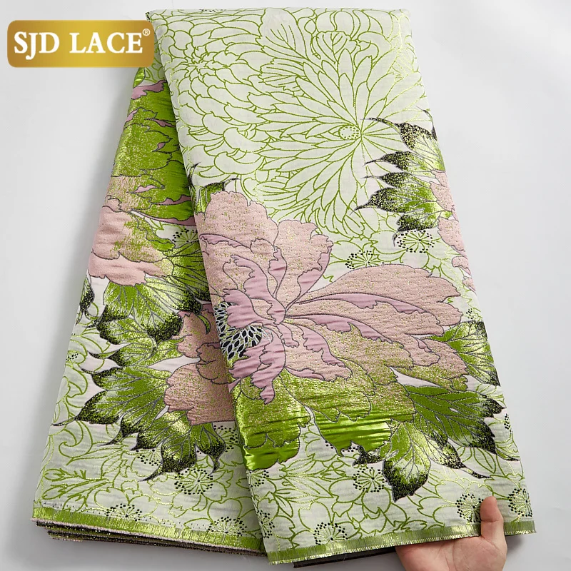 

SJD LACE Beatiful Brocade tissue French Organza Lace Fabric Embroidery Gilding Jacquard African Mesh Lace Fabric For Party A2485