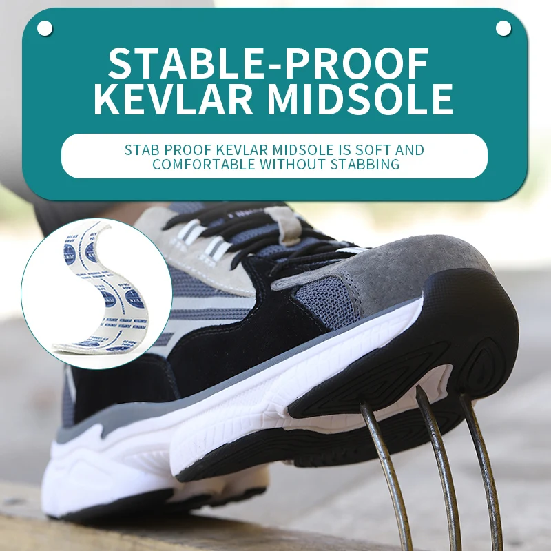 New style Men's Safety Shoes Boots With Steel Toe Cap Casual Men's Boots Work Indestructible Shoes Puncture-Proof Work Sneakers