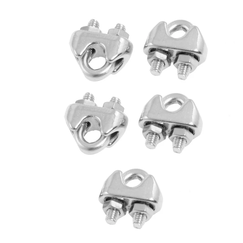 

Promotion! 5 Pcs 304 Stainless Steel Saddle Clamp Cable Clip for 3/25" 3mm Wire Rope