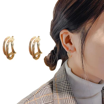 

925 Sterling Silver Earring Fashion Jewelry Geometric Simple Style Hoop Earrings For Women Party Ear Ring Christmas Gift