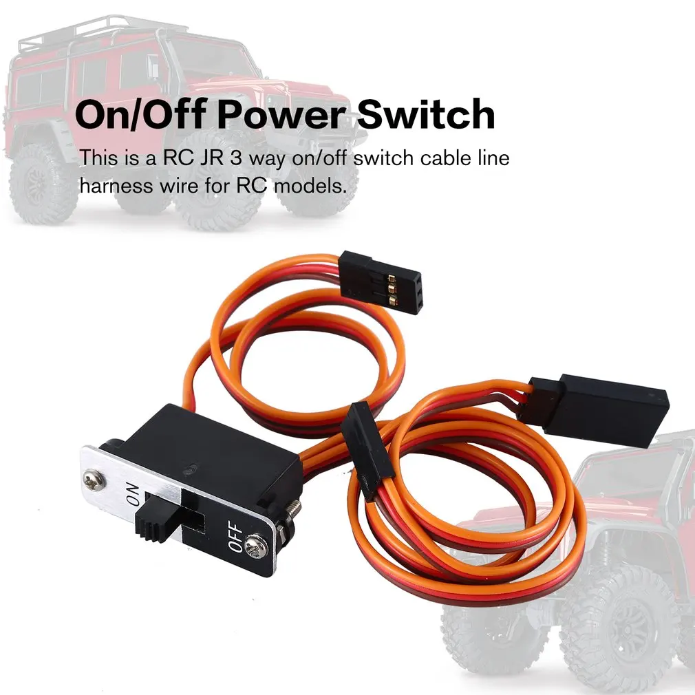 

3 Way Medium On/Off Power Switch Wire Harness Cable with JR Connectors Plug Receiver Charge Port for RC Car Truck Boat