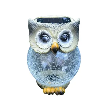 

1pcs Led Solar Powered Garden Light Solar Owl Crack Light Waterproof Rechargeable Manual On/off Switch Yard Landscape Decor