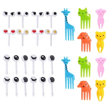 

40pcs Cartoon Mini Bento Forks Fruit Picks Fruit Forks for Home (Random Color)