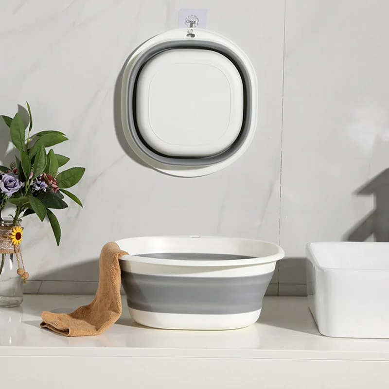 Folding Wash Basin Collapsible Wash Basin Foldable Wash Basin Travel Folding Wash Basin Bucket Container Portable Fruit Basin Collapsible Silicone Washtub Baby Washbasin Bathroom Accessories