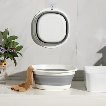 여행 접는 씻어 분지 양동이 컨테이너 휴대용 과일 분지 접을 수있는 실리콘 Washtub 아기 Washbasin 욕실 액세서리