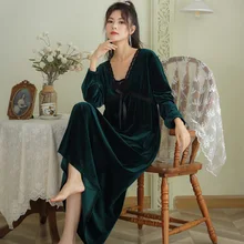 Roseheart Winter Women Fashion Green Red Sexy Sleepwear Nightdress Lace Nightwear Nightgown Sleepwear Luxury Pleuche Homewear