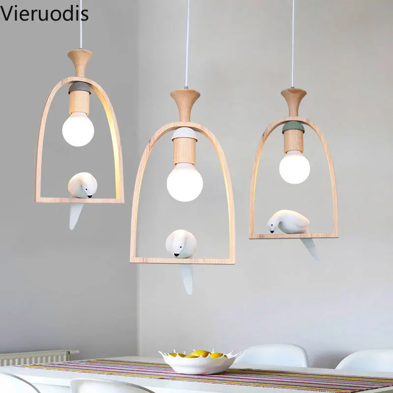 Nordic Bird Pendant Light Modern Led Wood Hanging Lamp for Home Decor Living Room Bedroom Restautant Luminaire Fixture | Лампы и
