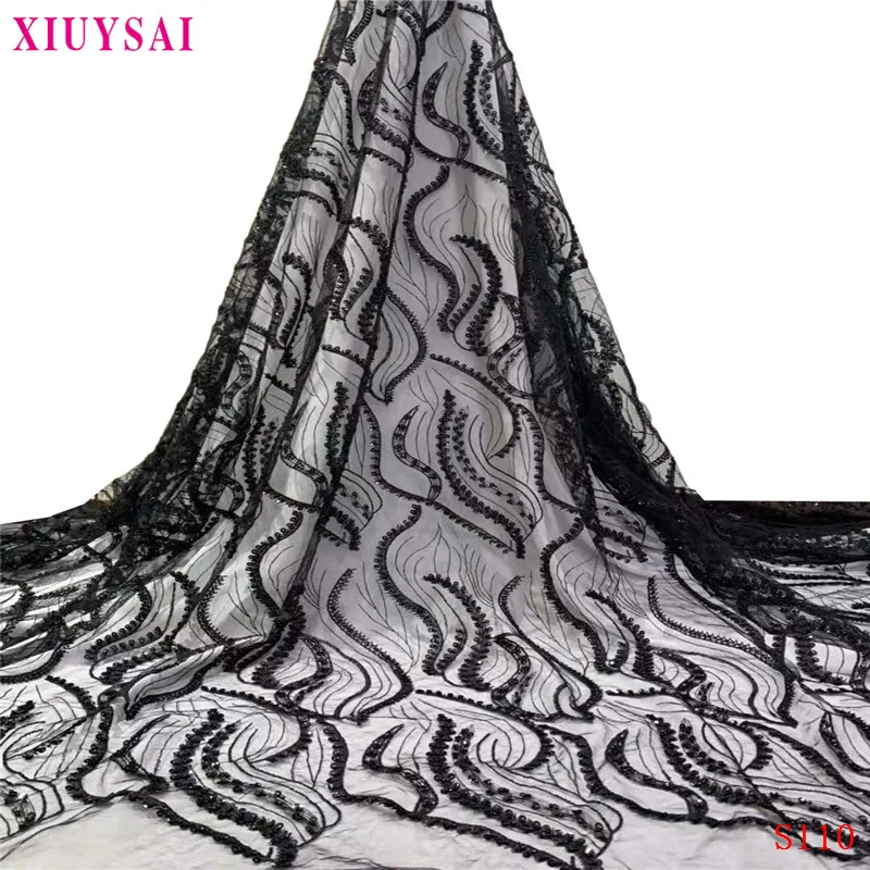 XIUYSAI, кружевная ткань,, высокое качество, французский тюль, кружевная ткань, Золотая кружевная отделка, роскошное, ручная работа, бисерное кружево, S110