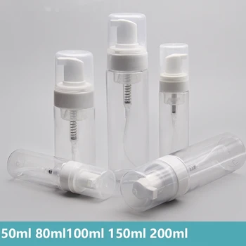 

50ml / 80ml / 100ml / 150ml / 200ml reusable transparent plastic foaming soap dispenser small mini travel pack empty bubbler