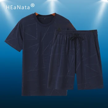 

Men Sport Set Fashion 2 PCS Sweat Suit Short Sleeve T-shirt Shorts Sets Male Sportswear Tracksuit Summer Sportsuit Gym Running