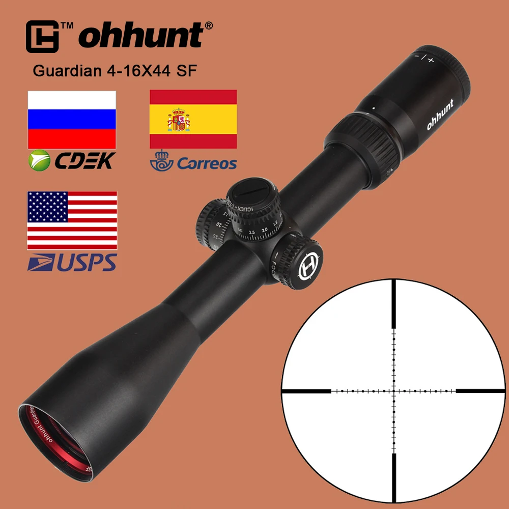 

ohhunt Guardian 4-16X44 SF Huting Rifle Scope Tactical Optical Sight Wire Reticle 1/2 Half Mil Dot with Side Parallax Adjustment