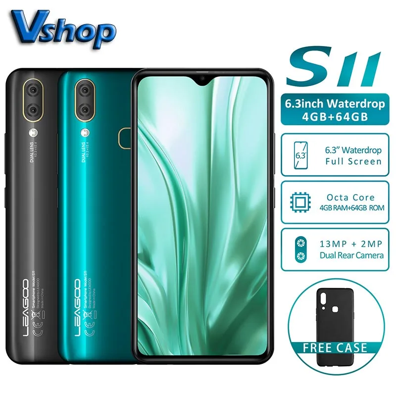 

LEAGOO S11 4GB RAM 64GB ROM Octa Core Android 9.0 4G Mobile Phone 6.3" Waterdrop Screen 13MP 3300mAh Fingerprint Smartphone