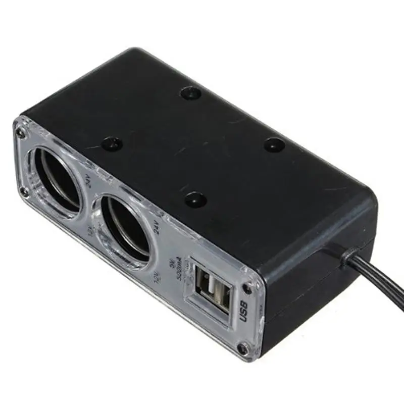 WF-0023 Dual-USB Выход 2-полосная розетка для автомобильного прикуривателя Разветвитель Зарядное устройство адаптер