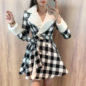 

HIGH STREET 2020 Fall Winter Designer Coat Women's Double Breasted Belted Tweed Coat