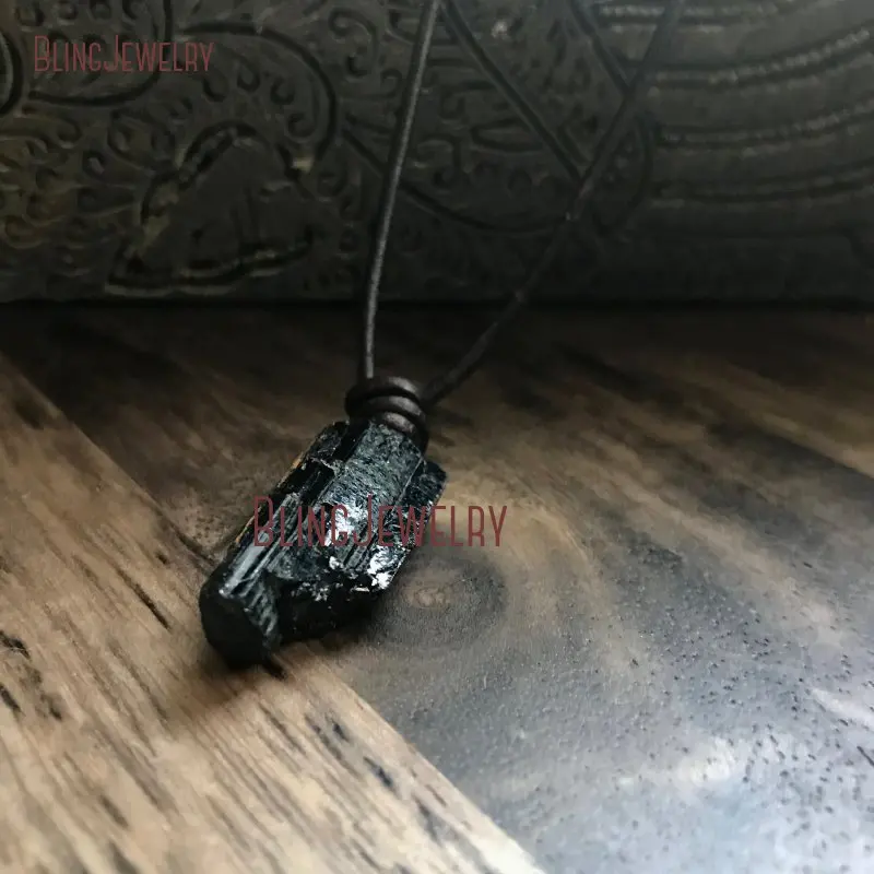 20190807-NM27813- Irregular Shapeblack Tourmaline Leather Necklace_6