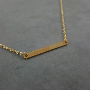 

Wholesale 10pcs/lot Geometric Horizontal Long Bar Charm Necklaces Pendants For Women Men Jewelry Stainless Steel Chain Collana