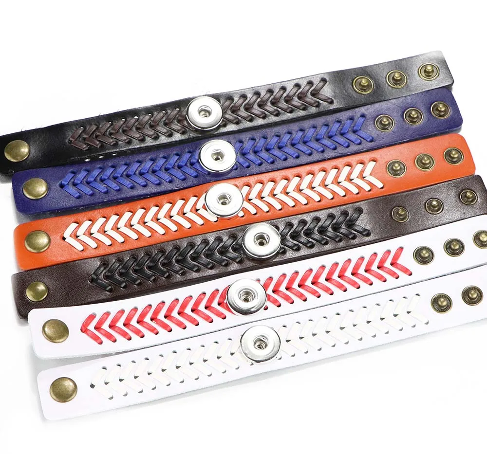 Hot Sale 6 Colors Snap Leather Bracelet Retro Handmade Braided Button Bangles Fit Women 18MM Jewelry | Украшения и аксессуары
