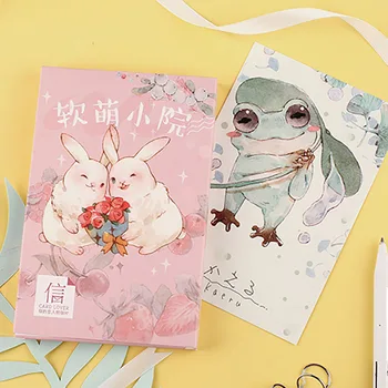 

30 PCS/set Hand-drawn Watercolor Postcards Cute Animals Rabbit, Fox, Frog, Bird, Postcards Set Paper Greeting Card Postcard Gift