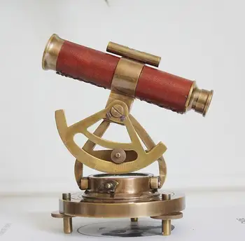 

European American-style brass retro compass level telescope office Decoration