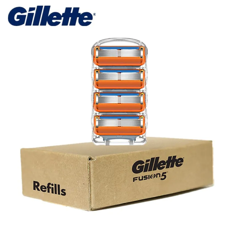 

4pcs/pack Gillette Shaving Blades Gillette Fusion 5 Replaceable Cassettes Removable Fusion5 Men Razor Blade with Trimmer