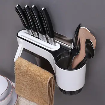 

Kitchen Shelves Wall Hanging Toolframe Storage Water Draining Chopsticks Holder Multi-functional Cutter Rest