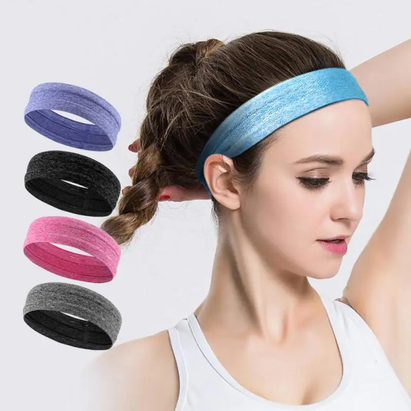 Женская спортивная лента для волос при занятиях йогой, повязка на голову, трендовая одноцветная эластичная повязка для йоги, спорта, бега, портативная повязка для волос для фитнеса