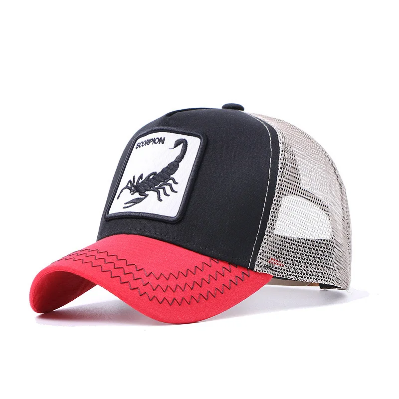 Men Animal Scorpion Embroidered Mesh Baseball Caps Unisex Outdoor Sun Hat Women Adjustable Snapback Swan Breathable HipHop | Аксессуары