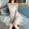 New Summer Women French Style Sweet Fairy Mesh Spaghetti Strap Short Dress Female Sexy Elegant Backless Party Puff Mini Dresses ► Photo 3/6