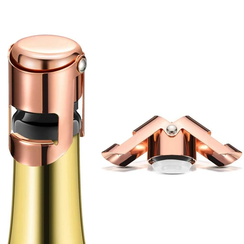 Затычка для бутылок с шампанским, розовое золото, нержавеющая сталь, для шампанского, герметичная заглушка, Супер мощное вакуумное уплотнение, многоразовые, для хранения вина