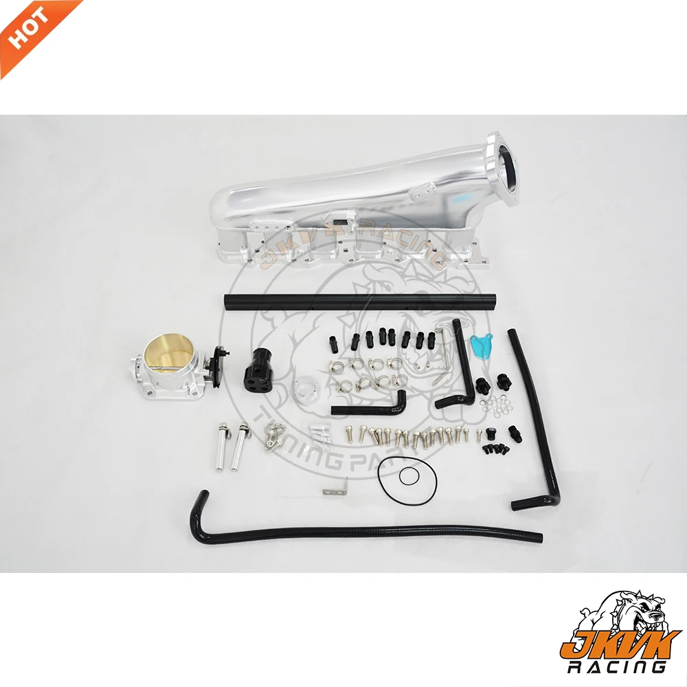 JKVK RACING Billet 흡기 매니 폴드 RB25 RB25DET 엔진 용 90mm 스로틀 알루미늄 바디 성능 흡기 매니 폴드 키트