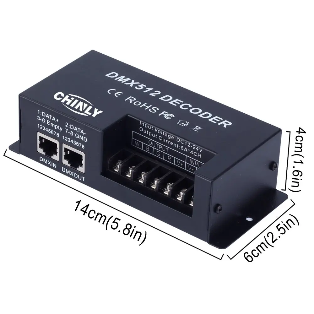 4 Channel DMX 512 Decoder 20A RGBW LED Controller DMX dimmer use for