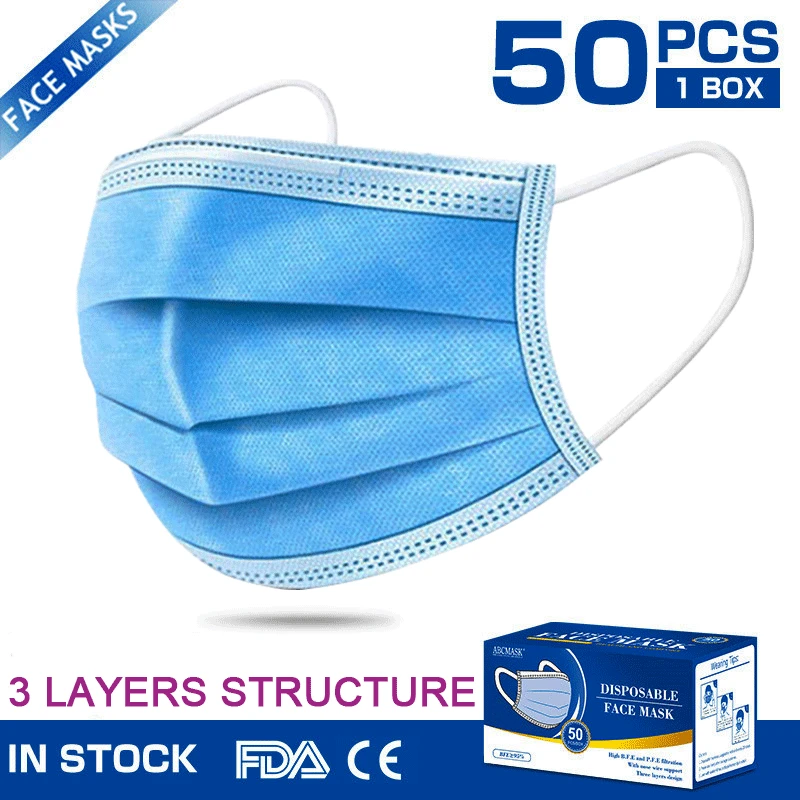 

Fast 24hrs Disposable Mask Nonwove 3 Layer Face Mouth Masks Anti-Dust Anti-Fog Earloop Anti-dust Anti-Pollution Virus Safe Masks