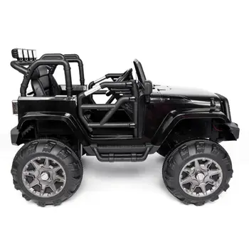 

12V Kids Ride On Car SUV MP3 RC Remote Control LED Lights Black Children Suspension Off-road Vehicle Outdoor Entertain