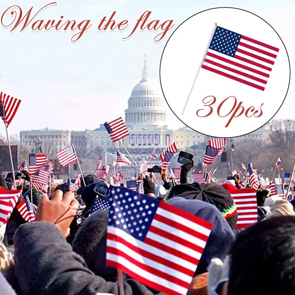 

30 Pack Hand Held Small Mini Flag USA US Flag Top Flags Home Decoration