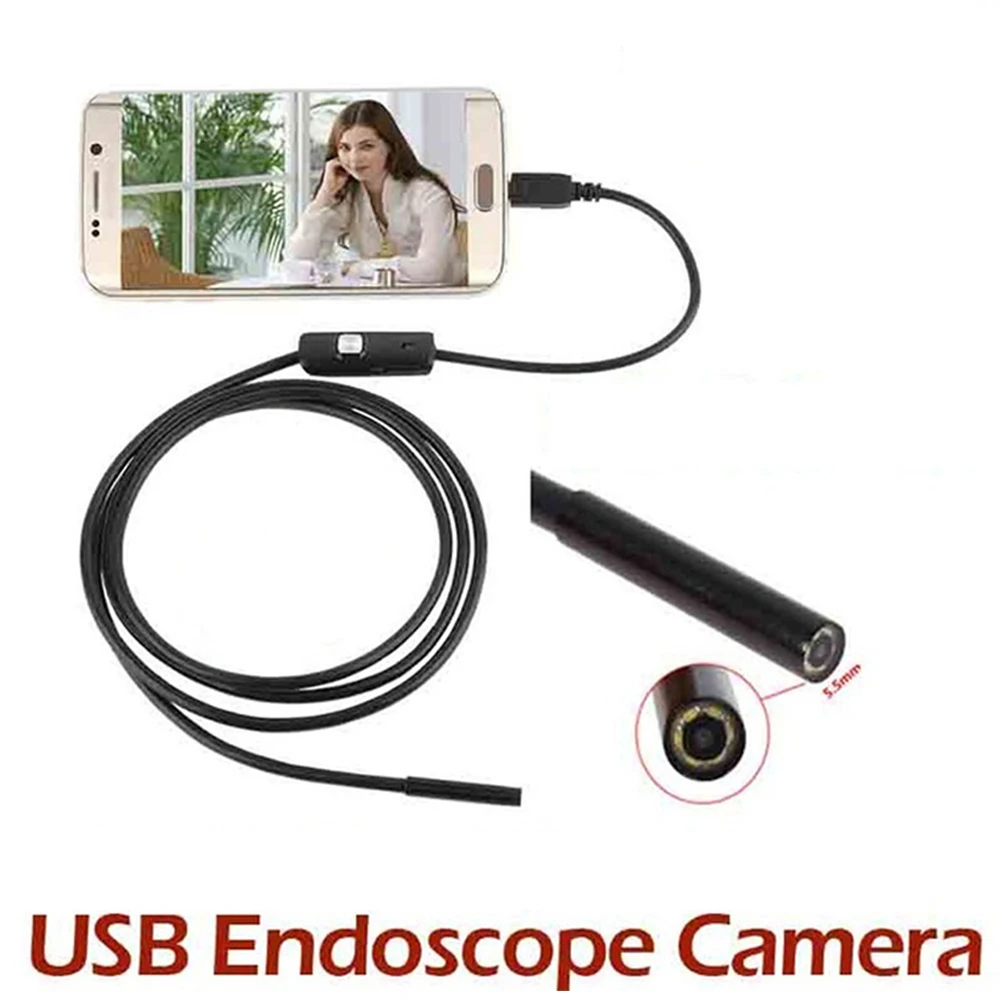 Gizcam 1 м/1,5 м/2 м 7 мм водонепроницаемый для Android USB эндоскоп светодиодный бороскоп для осмотра мини видеокамера черный