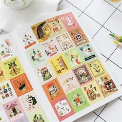 80 pièces/4 feuilles nouveau Vintage pliant timbre papeterie autocollants Journal portable Journal Scrapbook Album de bricolage décoratif décalcomanie 