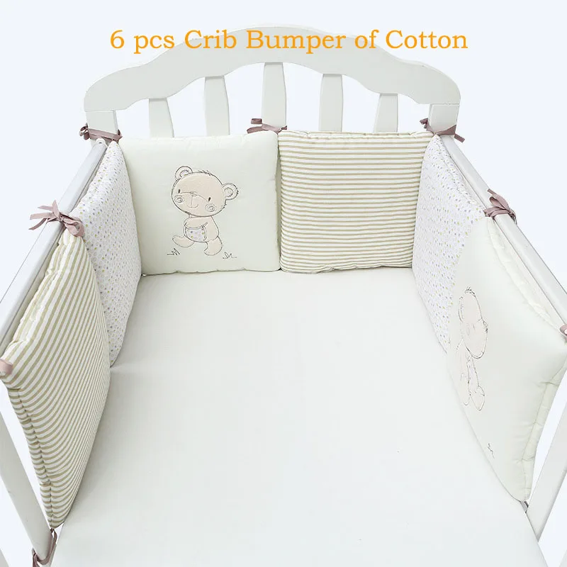 Barato 6 unids/set niños infantil cuna Protector de cuna de bebé de los niños de algodón cuna guardería para paragolpes de osito de niño y niña ropa de cama de peluche de juguete w5Kk36LXo